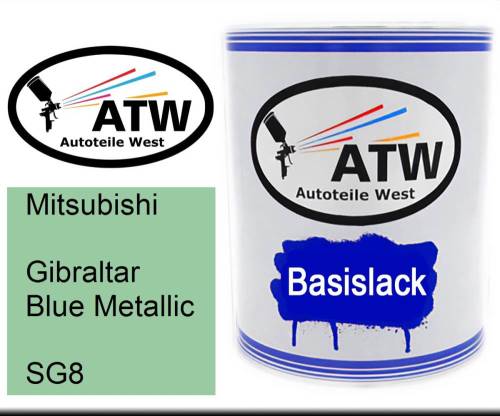 Mitsubishi, Gibraltar Blue Metallic, SG8: 1L Lackdose, von ATW Autoteile West.